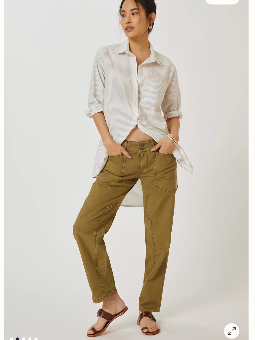 Anthropologie X Pilcro The Wanderer Low-Rise
Trousers Moss Green Cotton 24 - Picture 1 of 11
